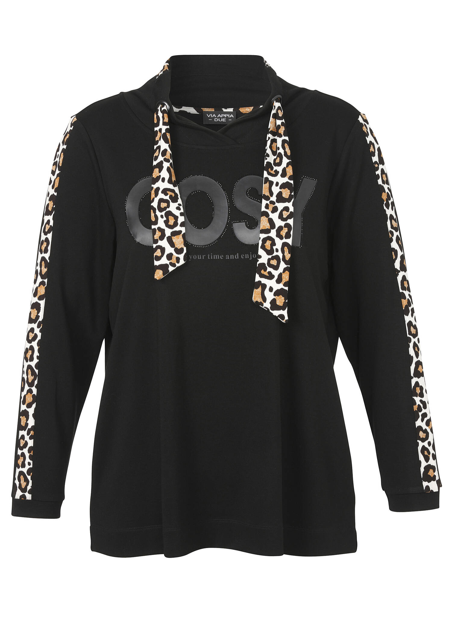 Chices Sweatshirt Schwarz mit Leo-Details /