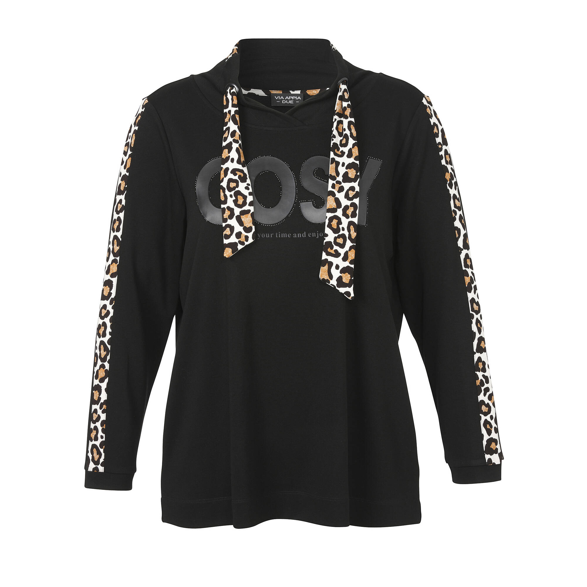 Chices Sweatshirt Schwarz mit Leo-Details Chices Sweatshirt Schwarz mit Leo-Details