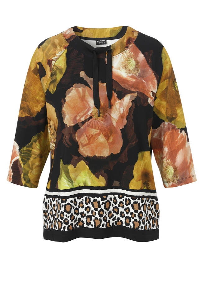 3/4-Arm Sweatshirt mit modischem Mustermix / 