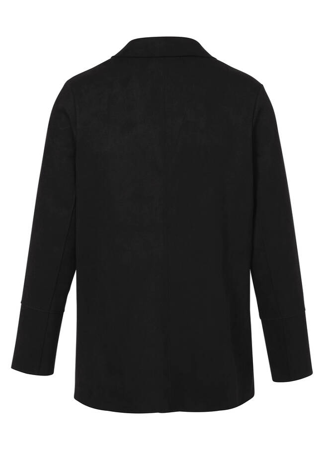 Schwarze Velours-Jacke mit Revers / 