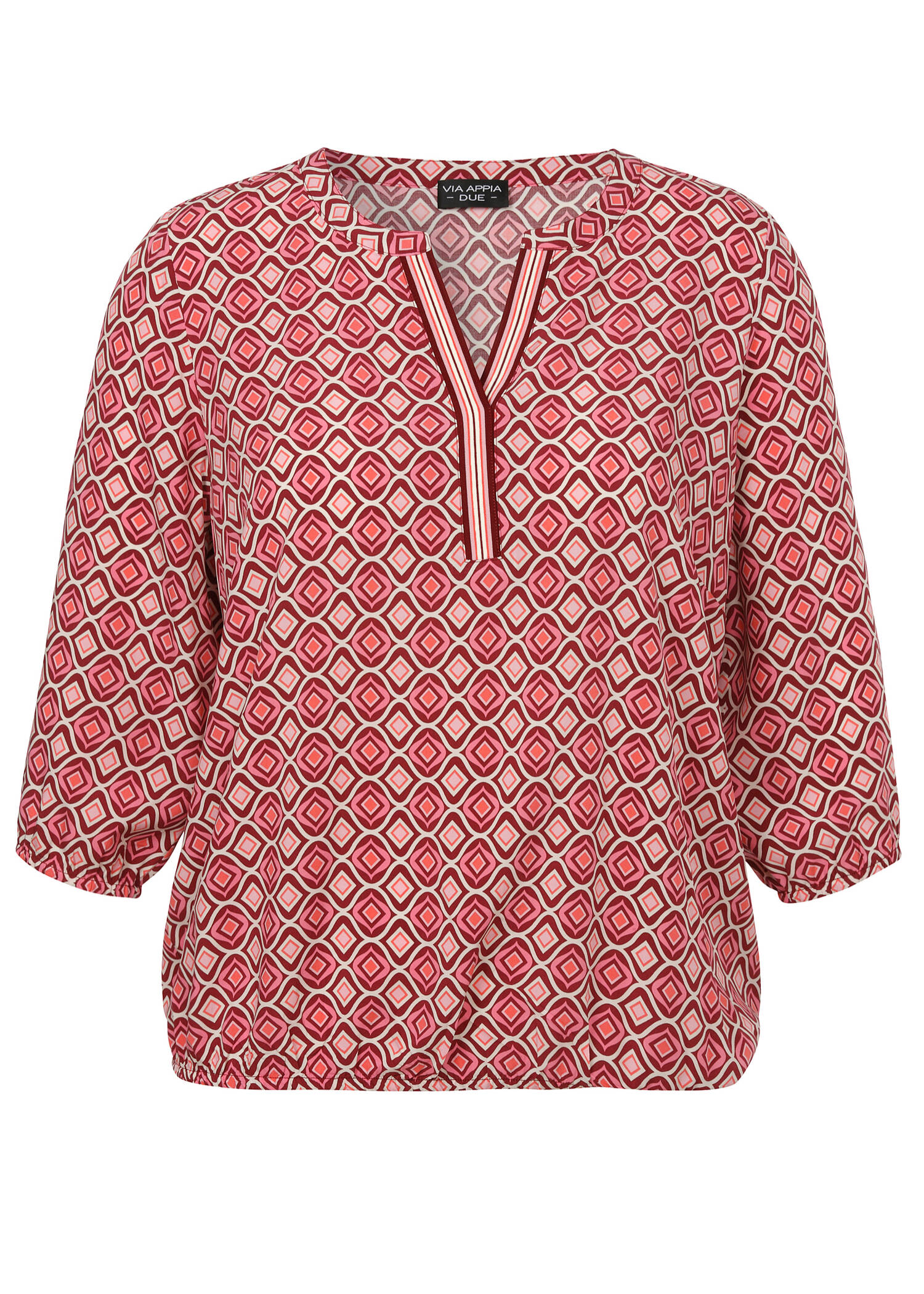 Fließende Viskose-Print-Bluse mit Gummizugsaum /