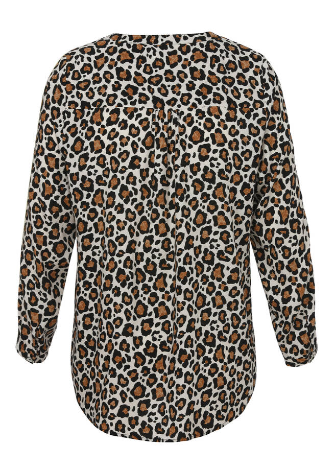 Edel fließende Viskose-Bluse Leo-Print / 
