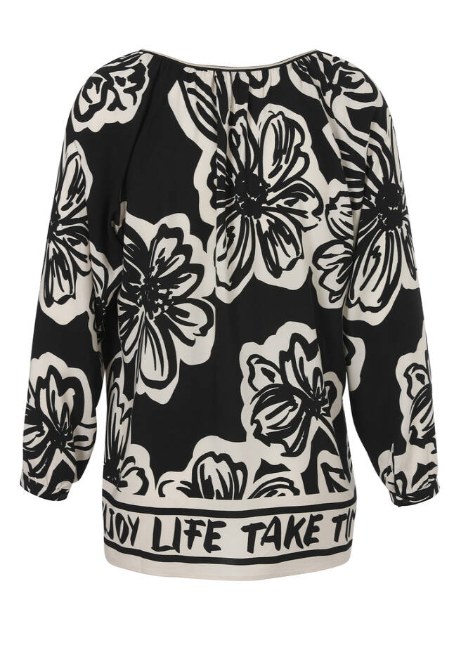 Zarte Viskose Schlupfbluse Print Bicolor / 