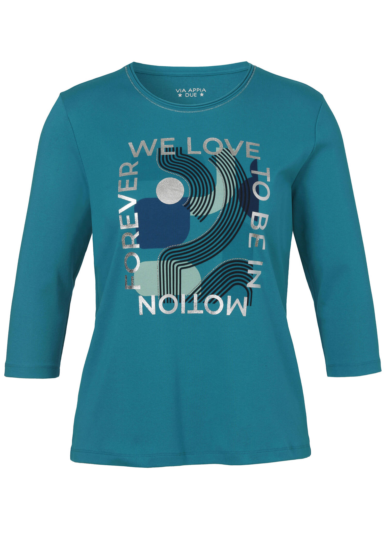 Softes 3/4 Arm Baumwoll-Shirt mit Front Motiv / 