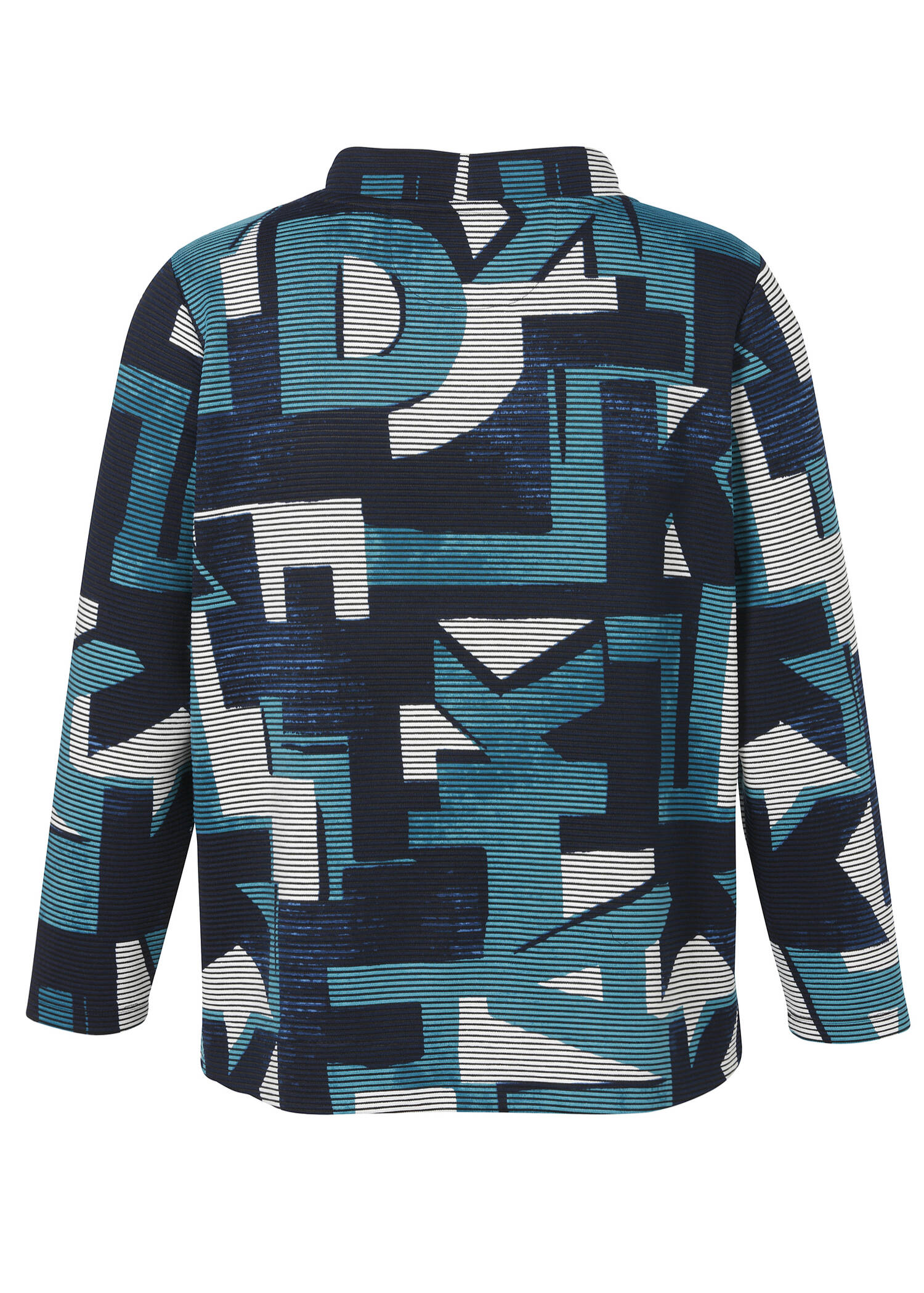 Geripptes Sweatshirt mit Allover-Print / 