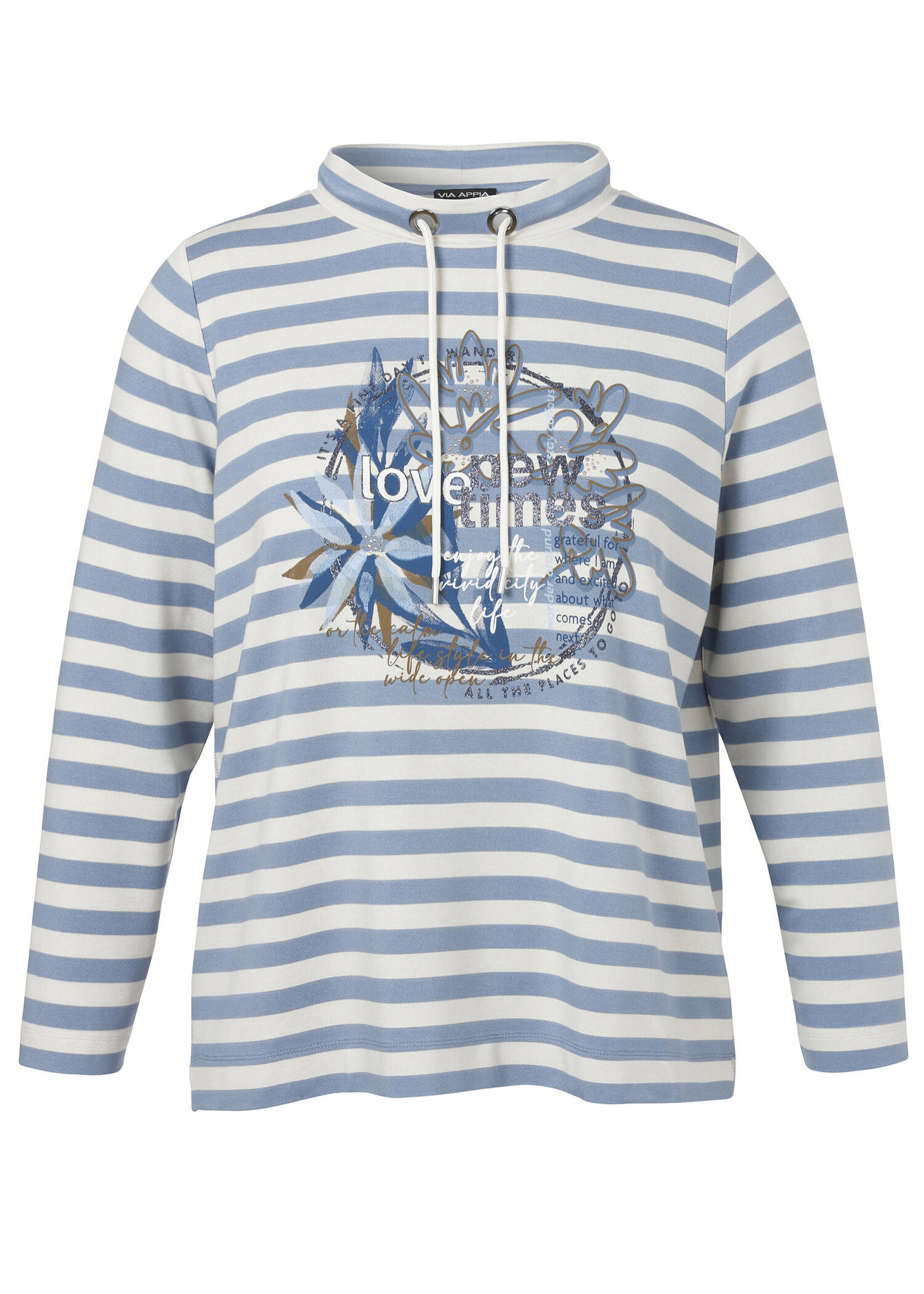 Geringeltes Sweatshirt mit Front-Motiv / 