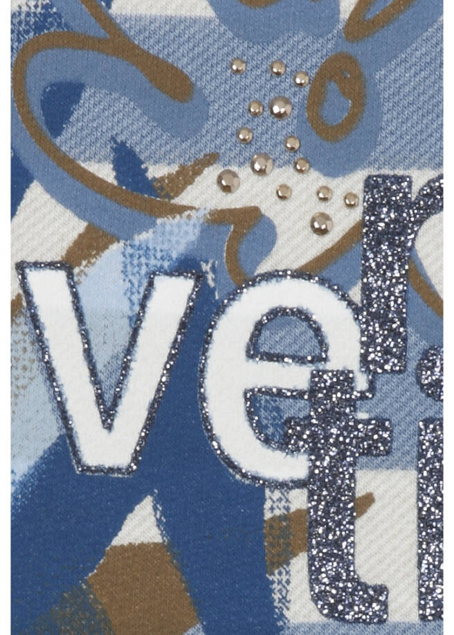 Geringeltes Sweatshirt mit Front-Motiv / 