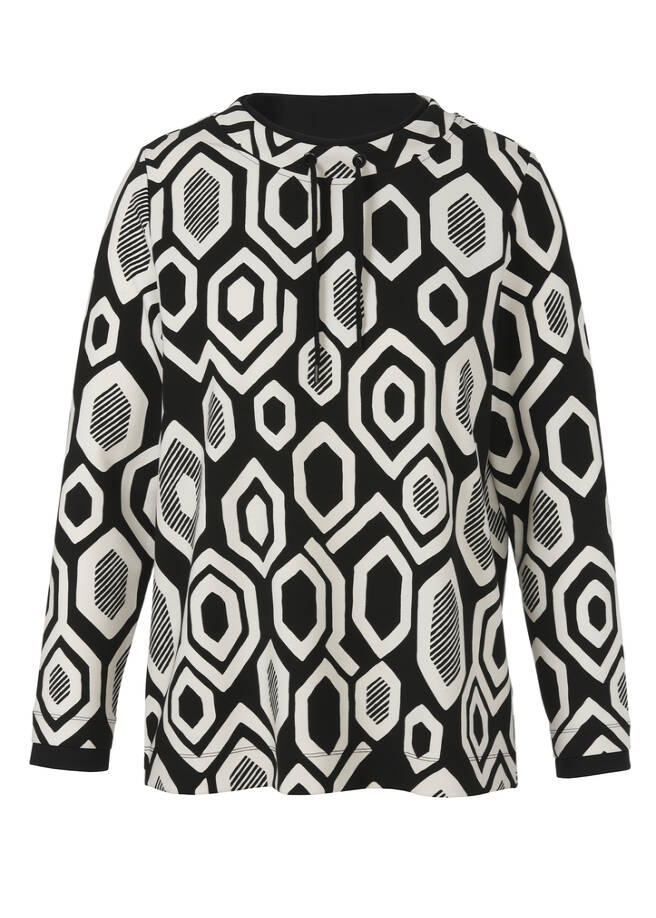 Stehkragen-Sweatshirt Creme / Schwarz schwarz / creme Frontansicht