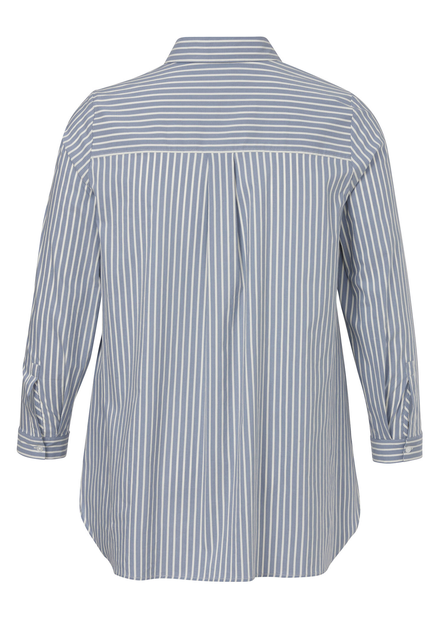 Hemdbluse längsgestreift Bleu-Creme / 