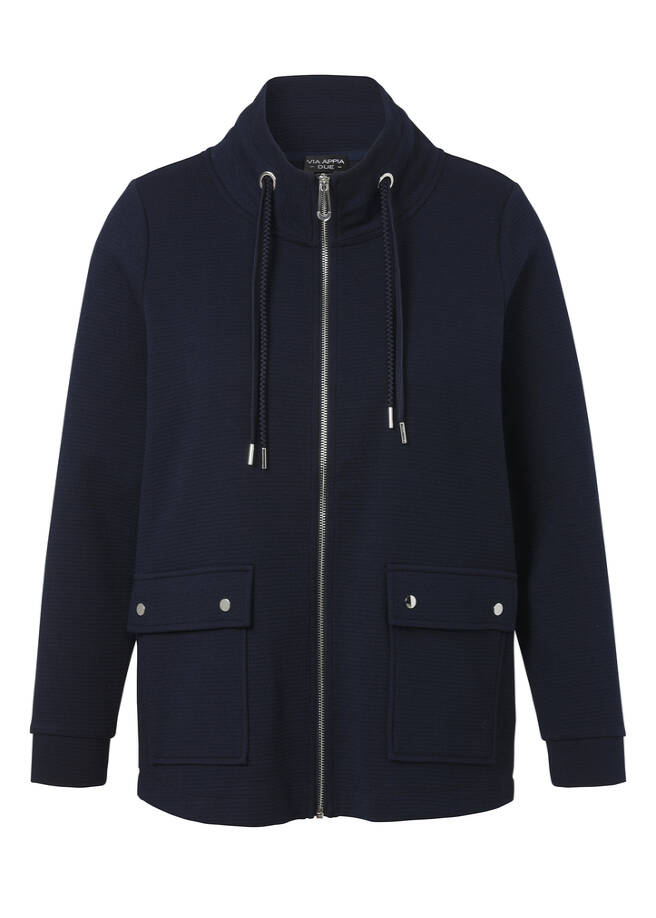 Dunkelblaue Jacke mit Stehkragen dunkelblau Frontansicht