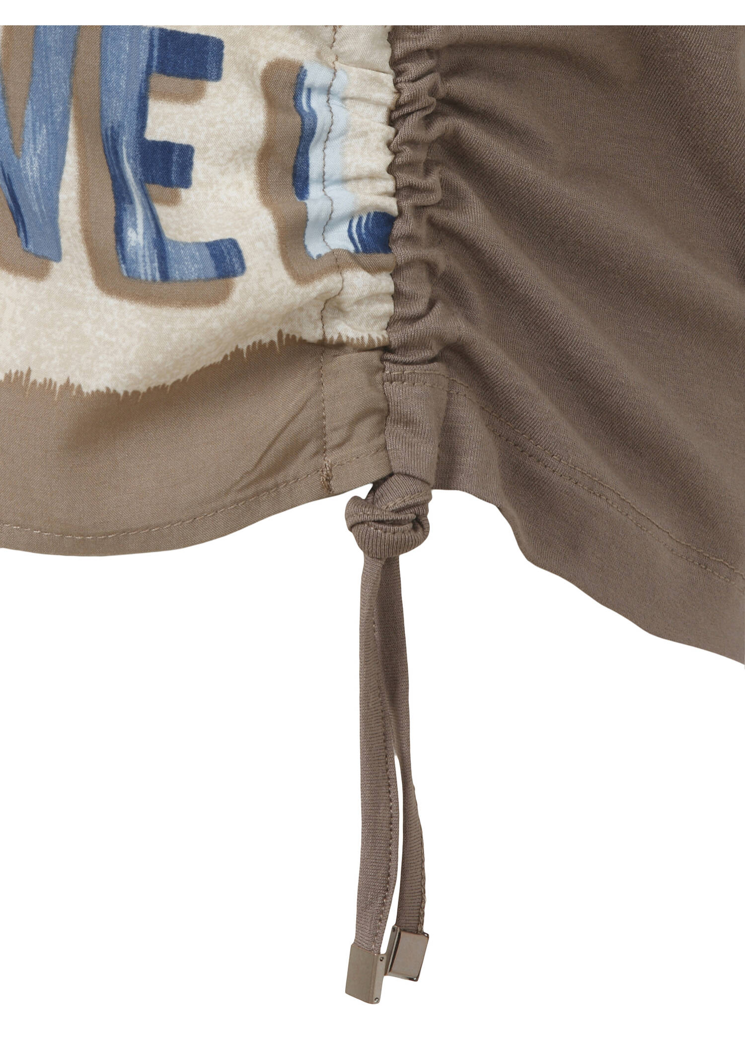 Blusenshirt mit mokkafarbigen Jerseyrücken /