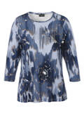 3/4-Arm Print Shirt geschmückt /