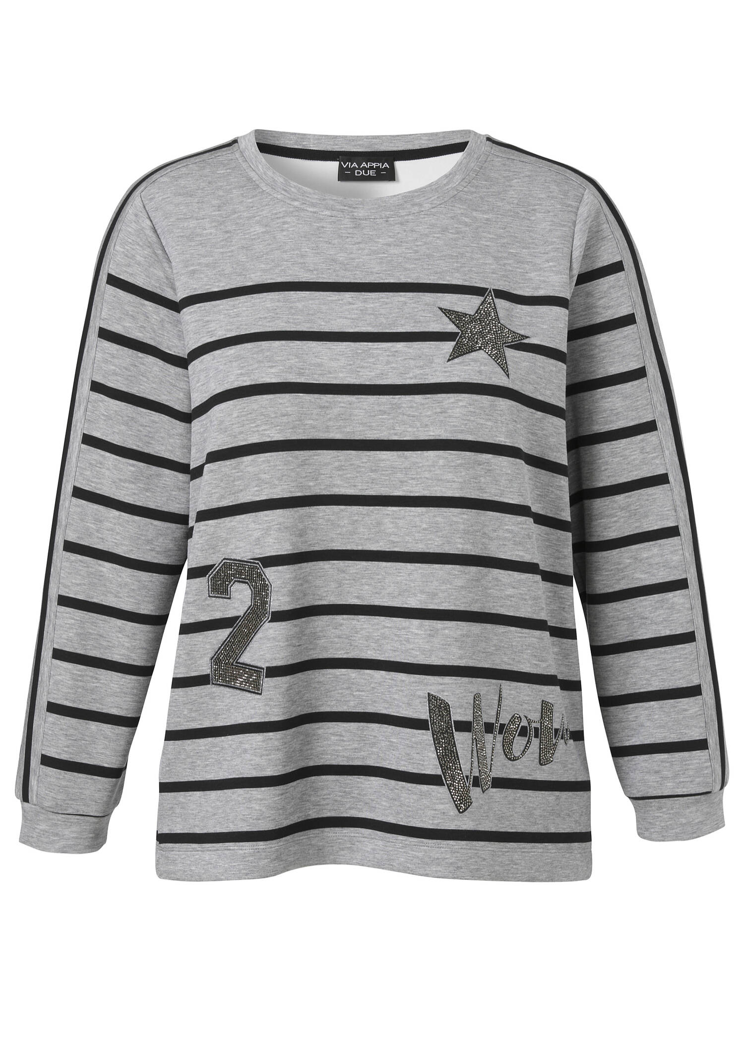 Sweatshirt mit Streifen und Schmuck-Motiven / 