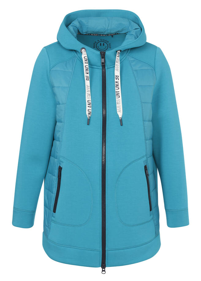 Weiche Scuba Kapuzen-Jacke mit Stepp-Details smaragd multicolor Frontansicht