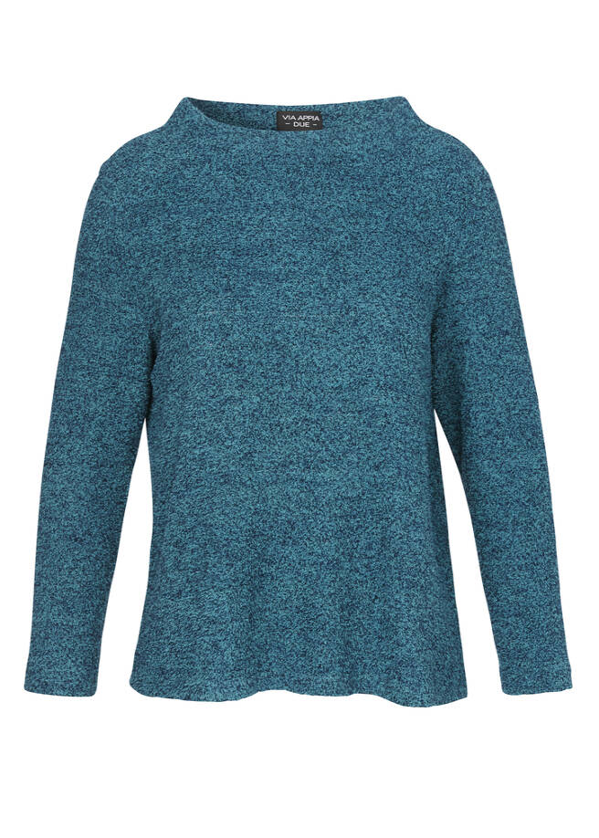 Flauschiges Sweatshirt smaragd / dunkelblau Frontansicht