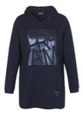 Langes Sweatshirt Marine mit Kapuze / 