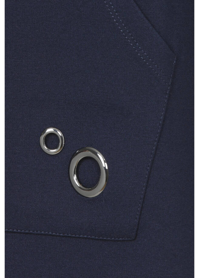 Langes Sweatshirt Marine mit Kapuze / 