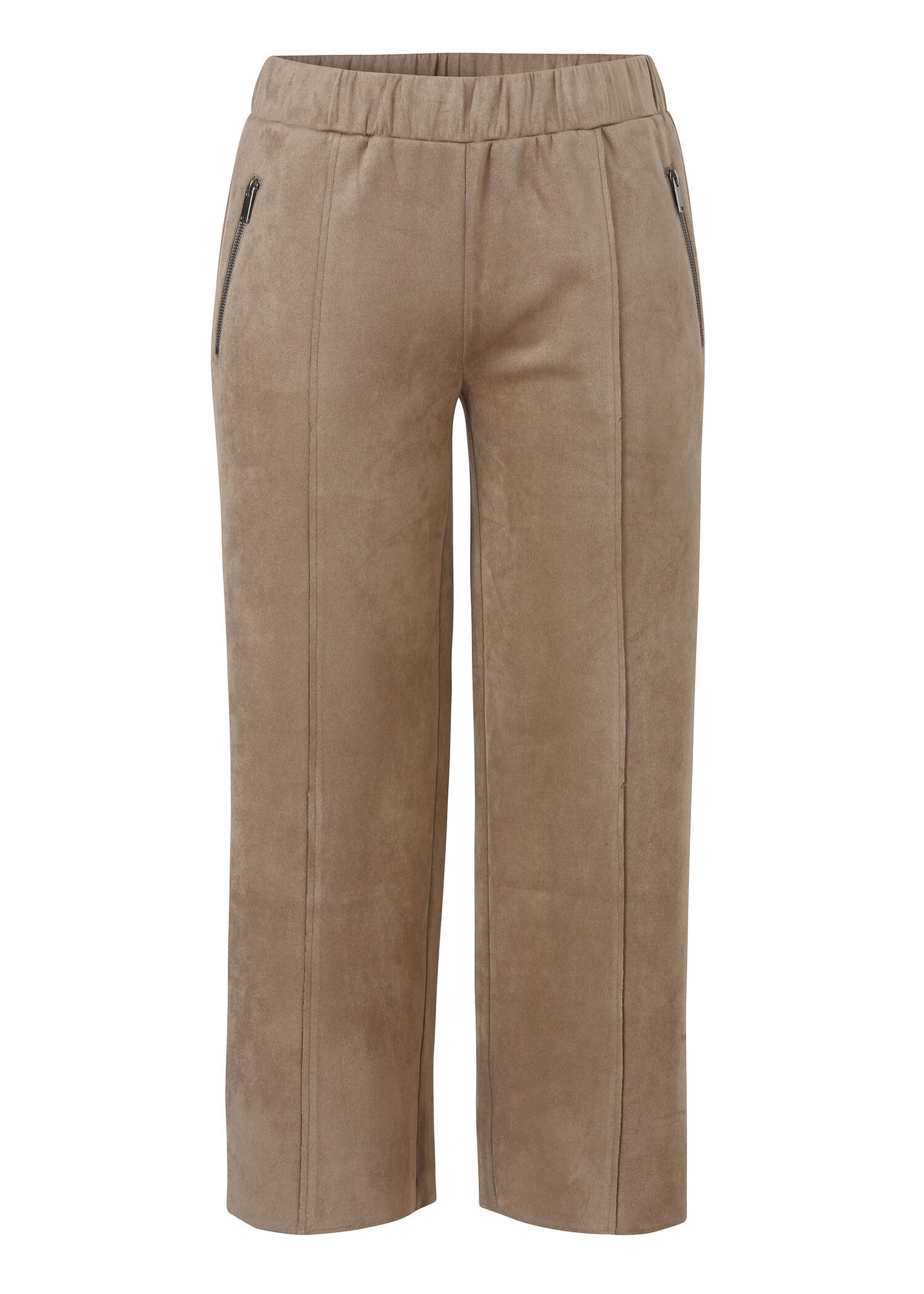 Knöchellange Velours-Schlupfhose Mokka mit geraden Beinen /