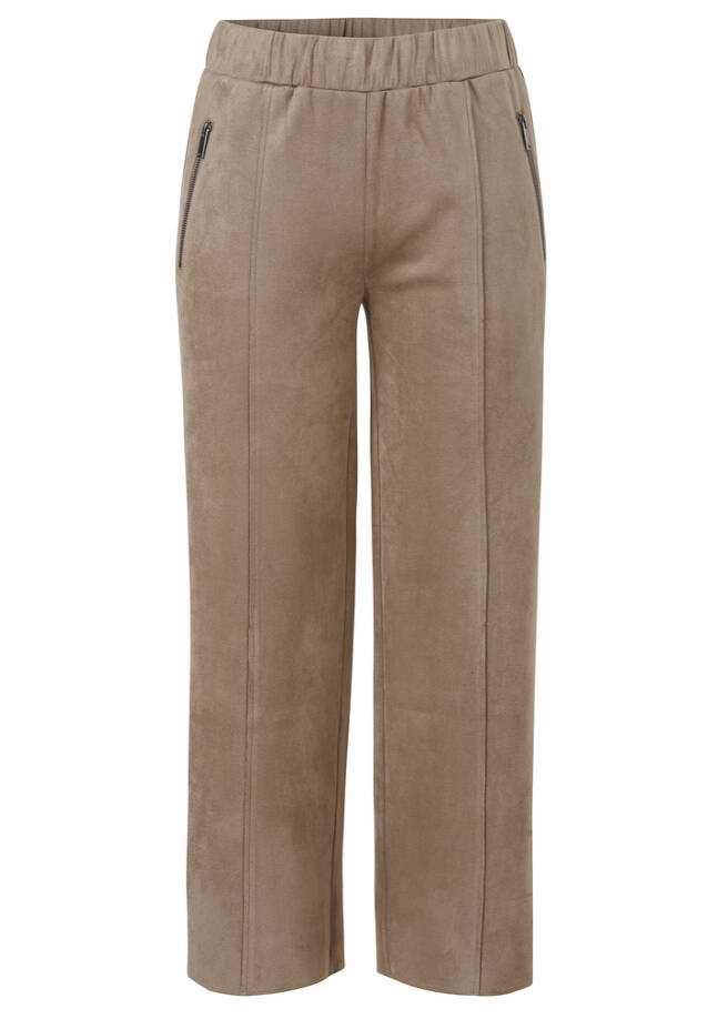 Knöchellange Velours-Schlupfhose Mokka mit geraden Beinen mokka Frontansicht