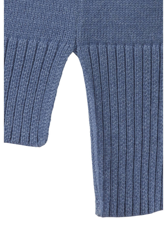 Feinstrick-Pullover Bleu mit großem Kragen /