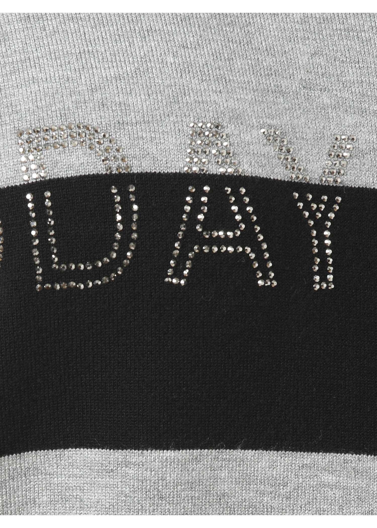 Gestreifter Feinstrick-Pullover Schwarz/ Grau Melange / 