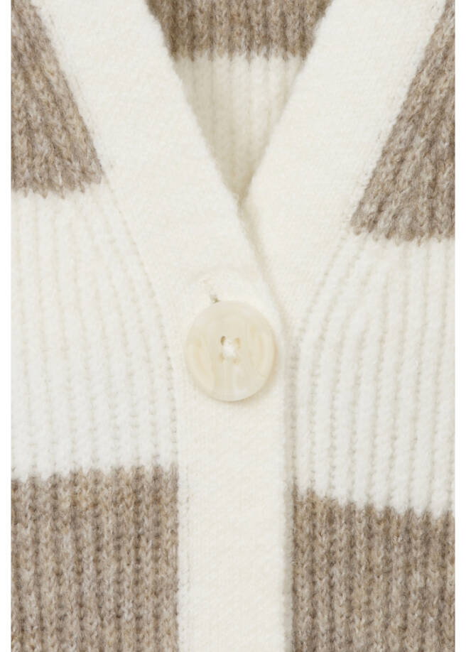 Flauschige Feinstrickjacke Ringel /