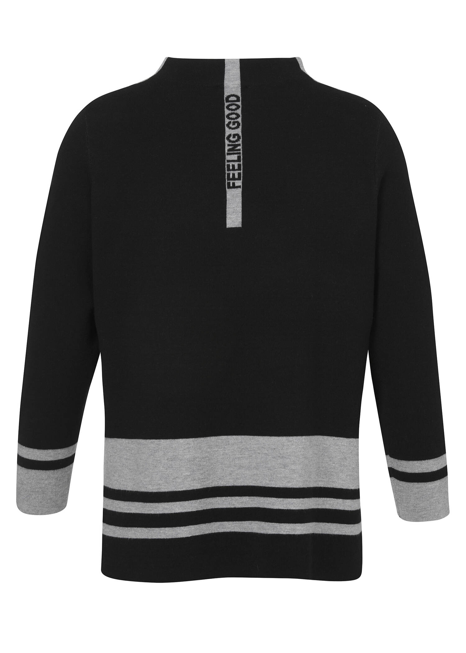 Weicher Feinstrick-Pullover Bicolor mit Kelchkragen / 