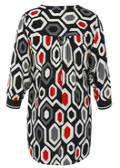 3/4-Arm Viskose Tunika mit Allover-Print / 