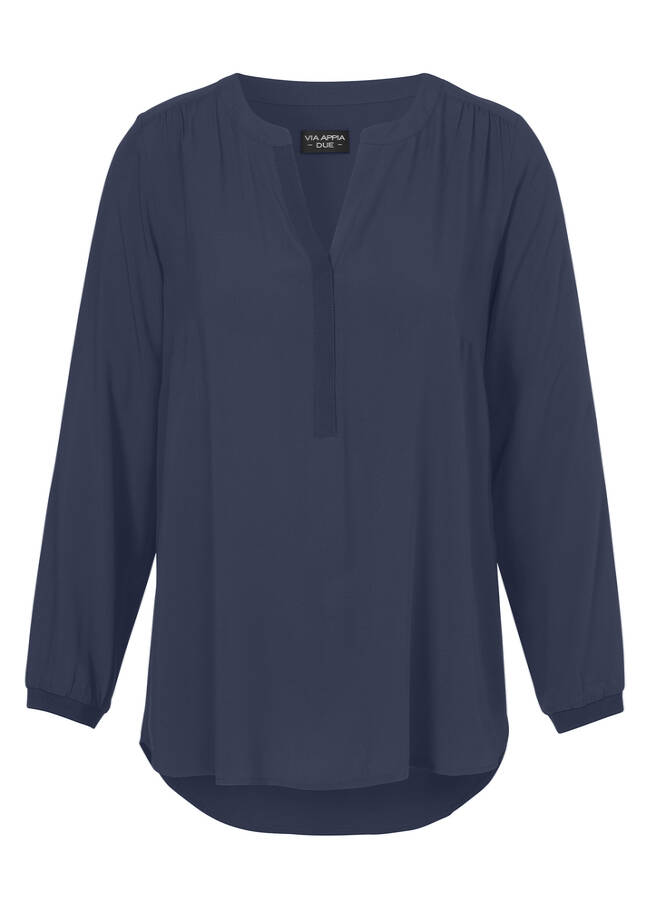 Edle Viskose-Tunika dunkelblau Frontansicht