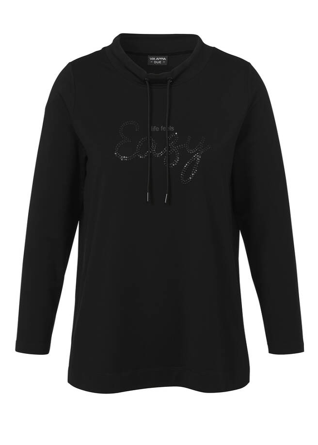 Schwarzes Sweatshirt mit Mottospruch schwarz Frontansicht