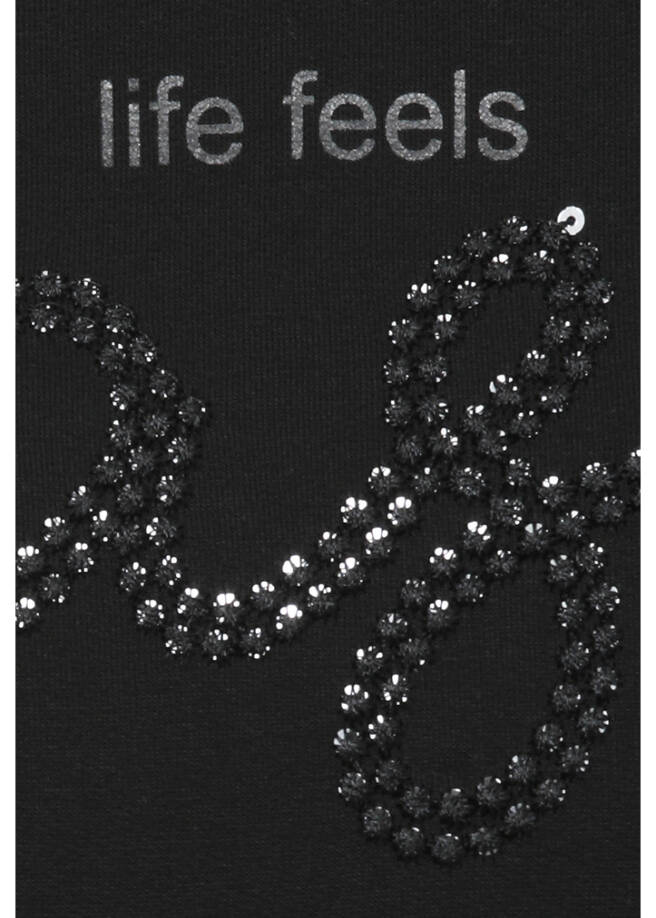 Schwarzes Sweatshirt mit Mottospruch / 