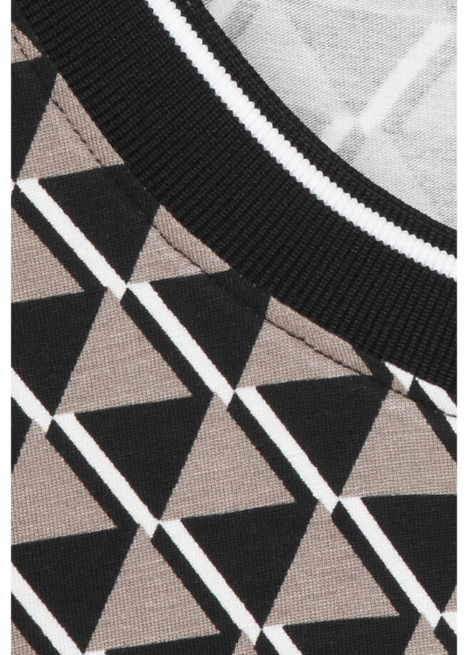 Edles 3/4-Arm Print Shirt mit Gummizug-Saum / 