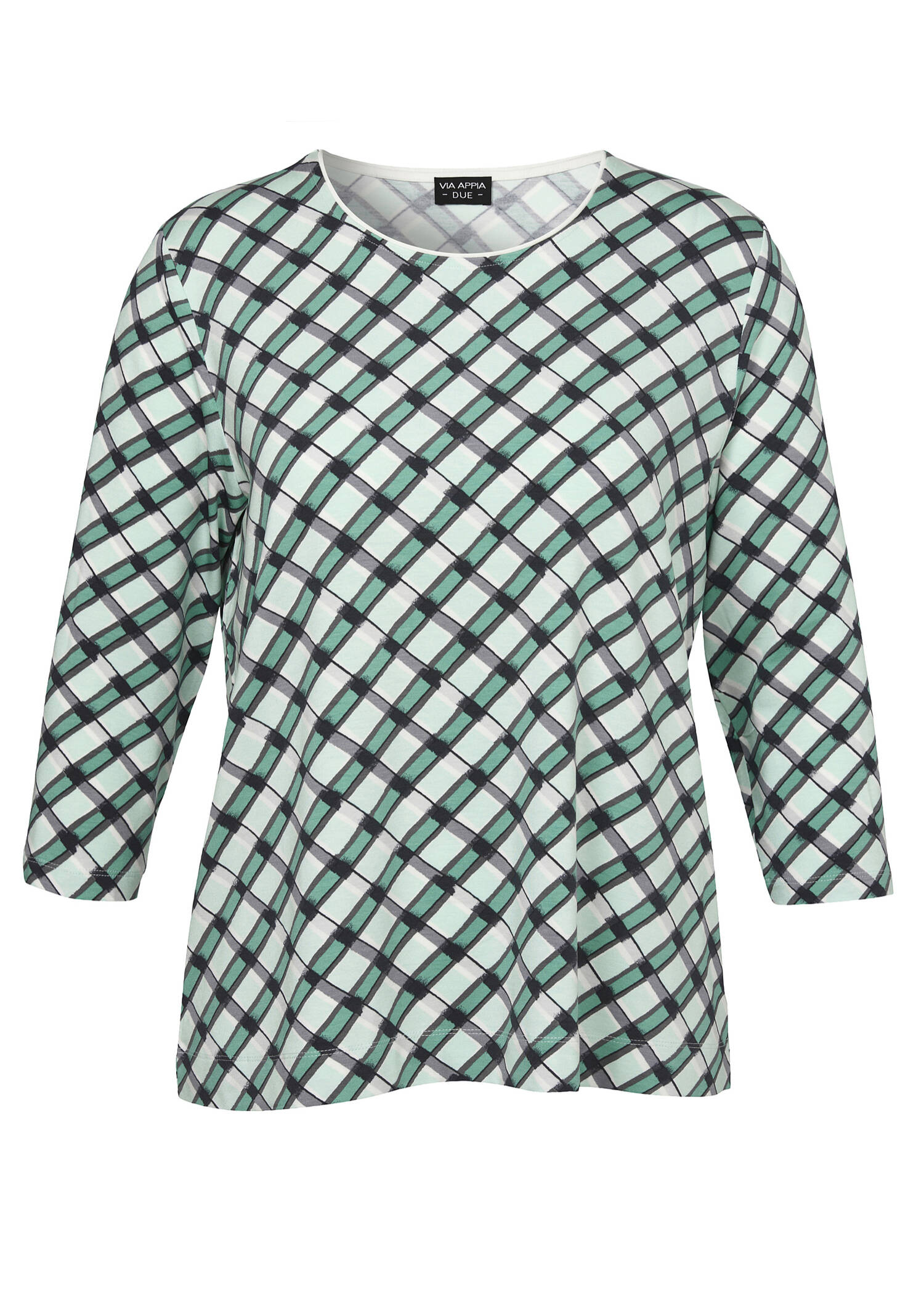 3/4-Arm Jersey Shirt Karomuster / 