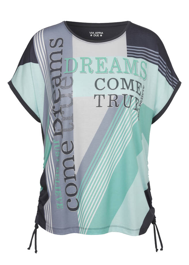 Shirt mit überschnittenen Schultern blei multicolor Frontansicht