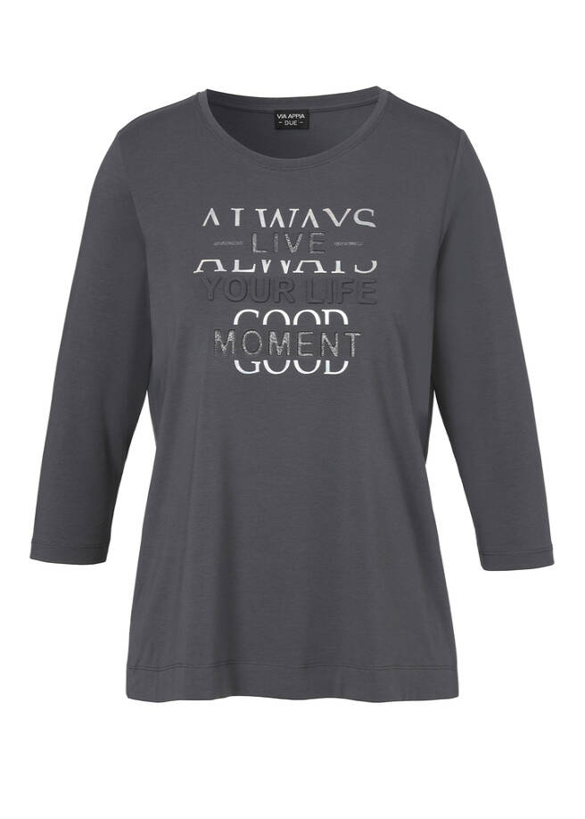 Softes 3/4-Arm Jersey Shirt mit Frontmotiv blei multicolor Frontansicht