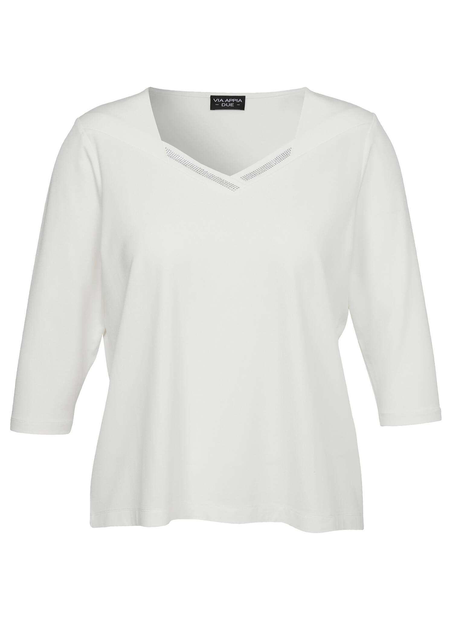 Kombistarkes 3/4-Arm Shirt mit geschmücktem Karree-Ausschnitt / 