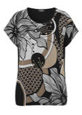 Print-Blusenshirt mit schwarzem Jersey-Rückteil / 