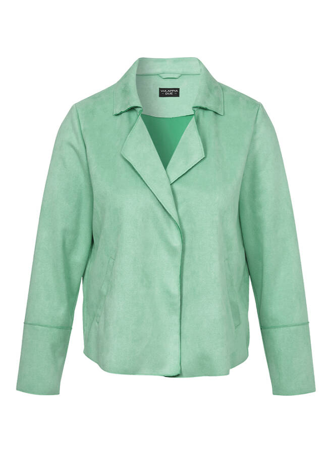 Reverjacke aus veganem Veloursleder grün Frontansicht