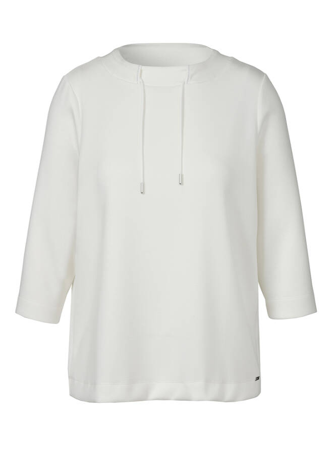 3/4-Arm Sweatshirt mit kurzem Kragen ecru Frontansicht