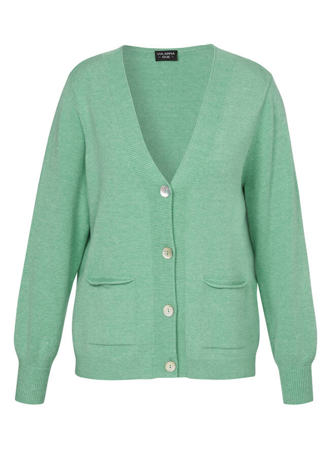 Feinstrickjacke Grün Melange grün melange Frontansicht