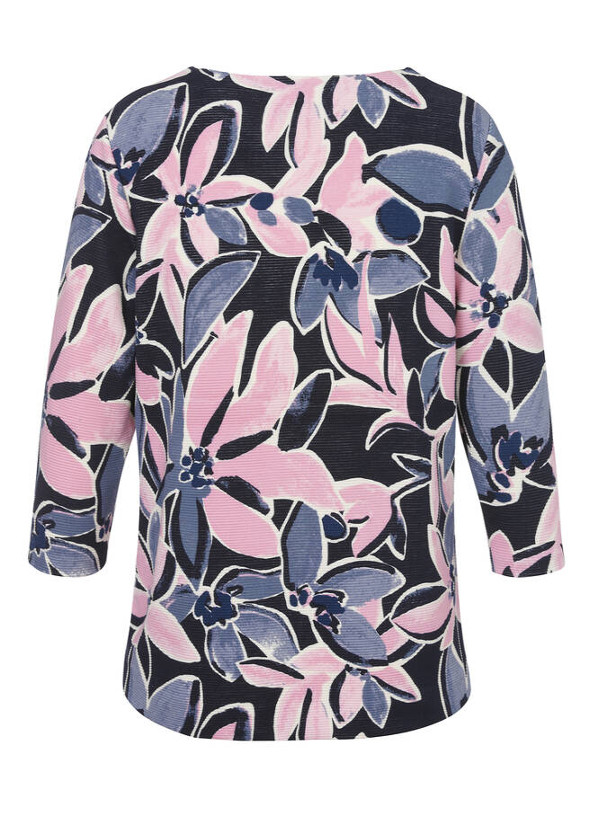 3/4-Arm-Sweatshirt mit floralem Print / 