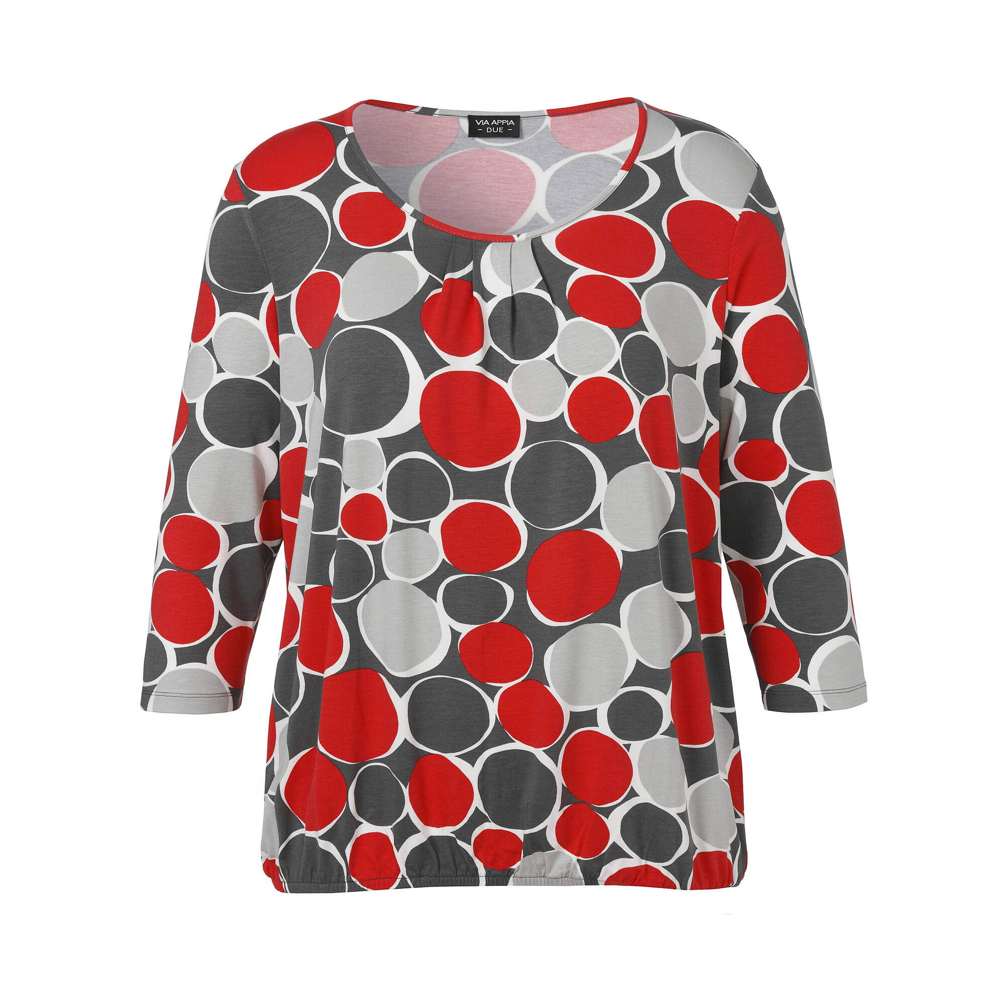 3/4-Arm Print-Shirt mit Gummizugsaum
