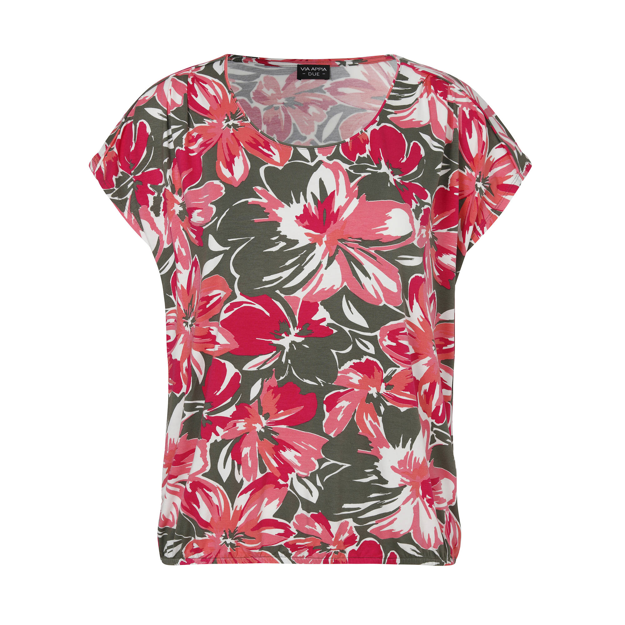 Florales Print-Shirt mit Gummizug-Bund
