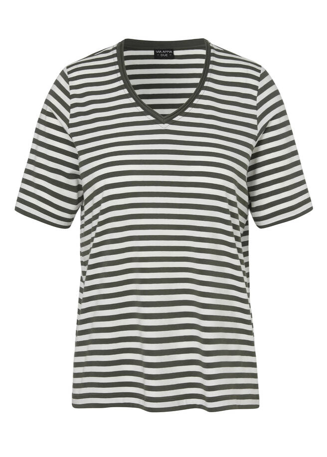 Softes Ringel-T-Shirt mit V-Ausschnitt / 
