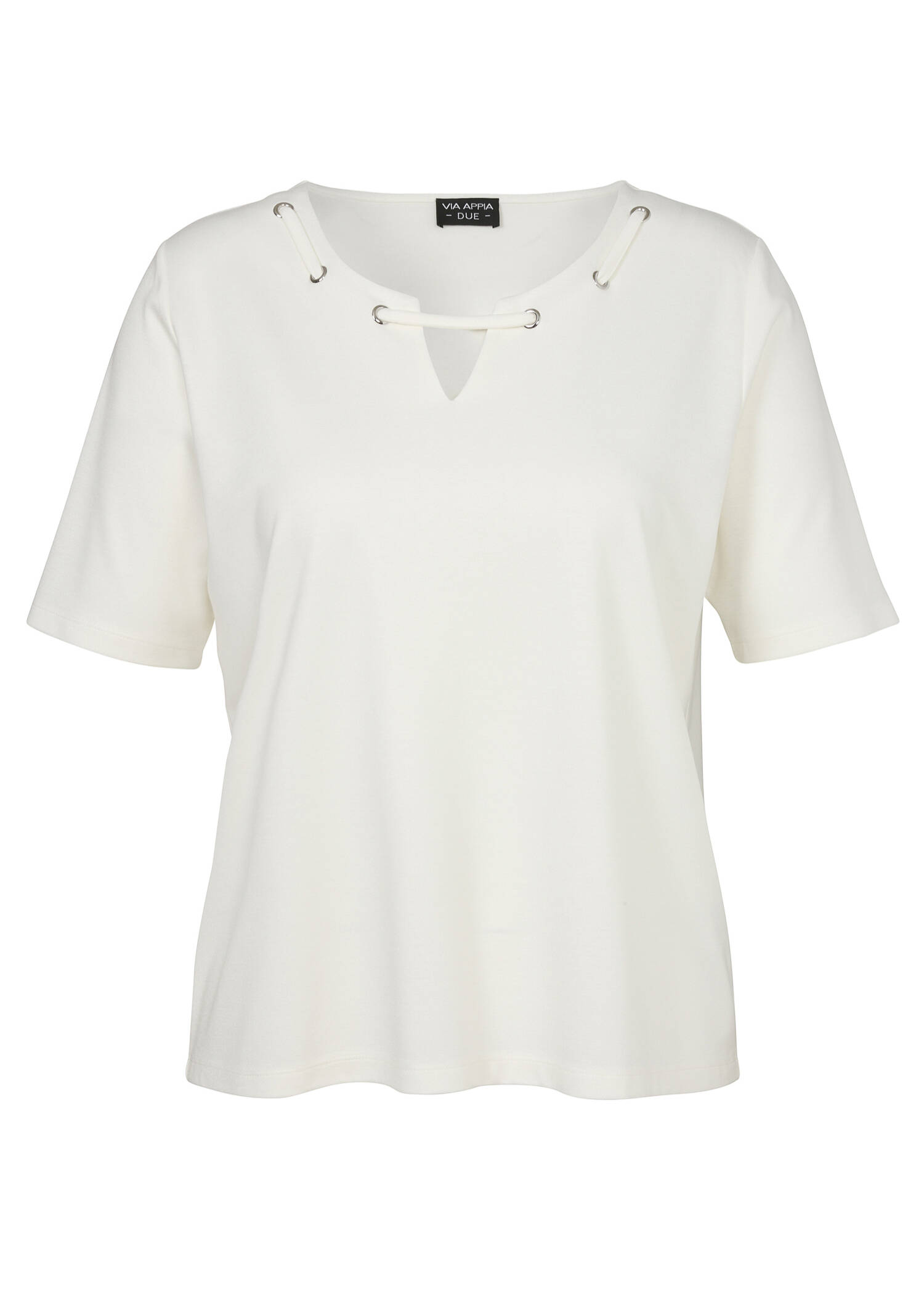 Einfarbiges Shirt mit geschmücktem Ausschnitt /