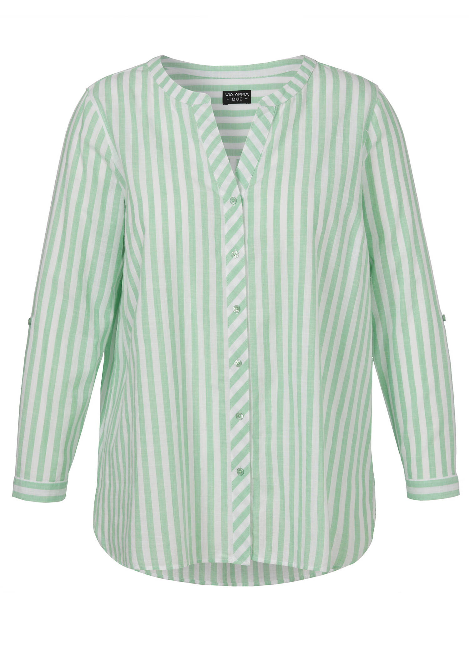 Kragenlose Hemdbluse aus zarter, softer Baumwolle / 