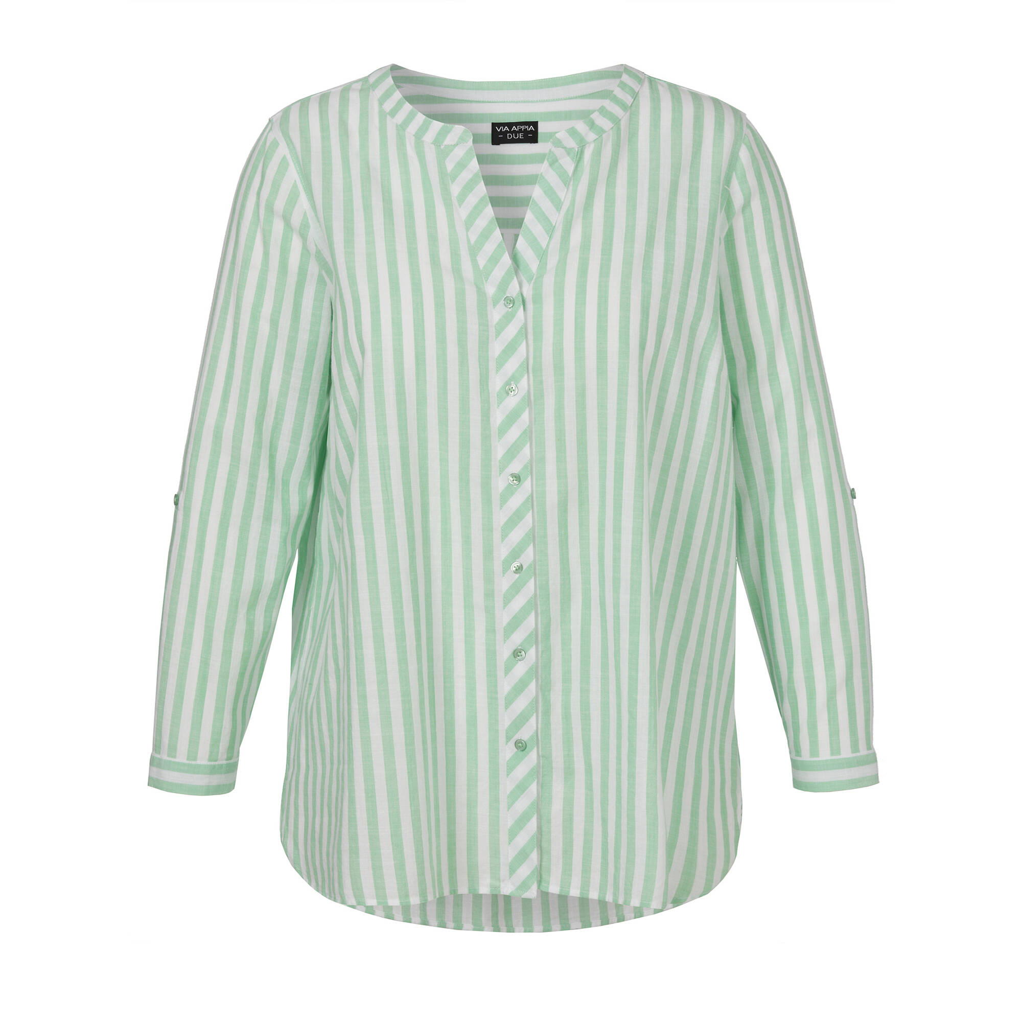 Kragenlose Hemdbluse aus zarter, softer Baumwolle