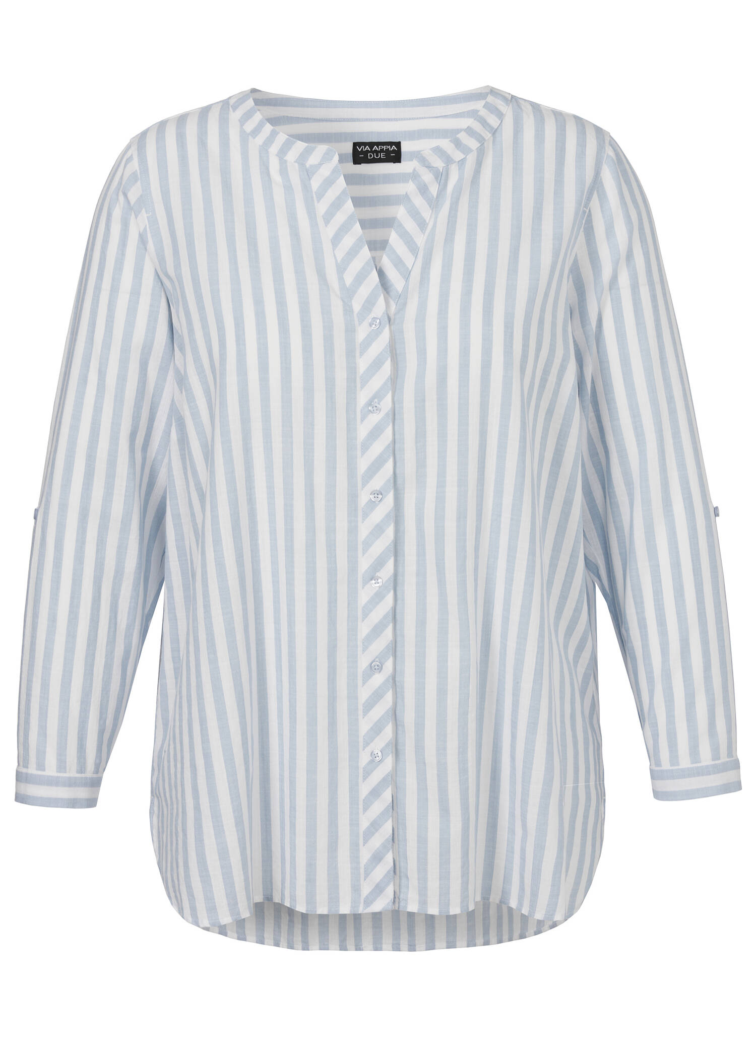 Kragenlose Hemdbluse aus zarter, softer Baumwolle /