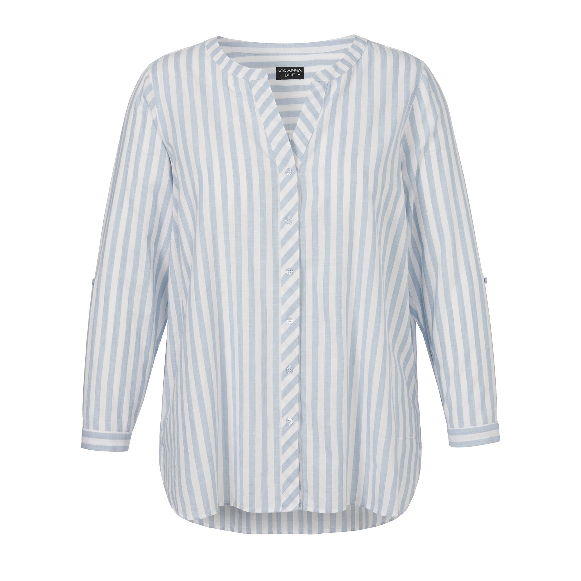Kragenlose Hemdbluse aus zarter, softer Baumwolle