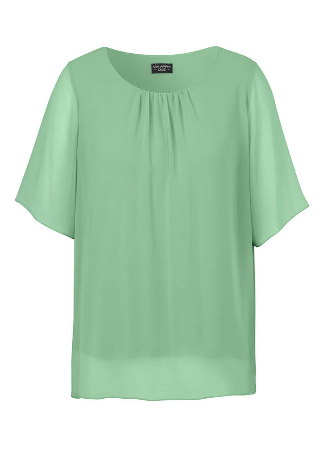 2-in-1 Chiffon Halbarmbluse mit eingenähtem Top / 